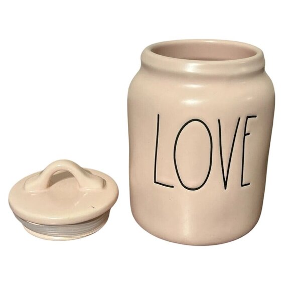 Rae Dunn "LOVE" Light Pink Baby Canister Jar - Picture 2 of 5